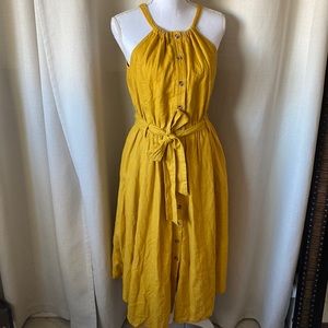 Linen Midi Dress banana republic